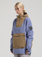 Women's Red & Teal Kangaroo Pocket Patchwork Ski Anorak Snow Anoraks