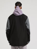 Men's Blue & Cyan Insulated Color-Block Kangaroo Pocket Ski Anorak Snow Anoraks