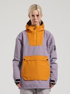 Women's Mint & Watercolor Kangaroo Pocket Patchwork Ski Anorak Snow Anoraks