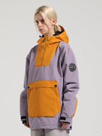 Women's Red & Teal Kangaroo Pocket Patchwork Ski Anorak Snow Anoraks