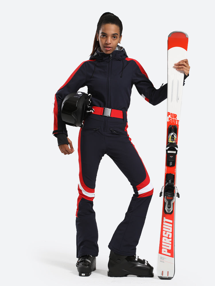 Women's Black Stylish Athleticism Ski Suit One-Piece Snowboard Suit - Gsou Snow