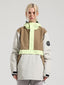 Women's Brown & Beige Color-Block Kangaroo Pocket Snow Anoraks Insulated Ski Anoraks - Gsou Snow