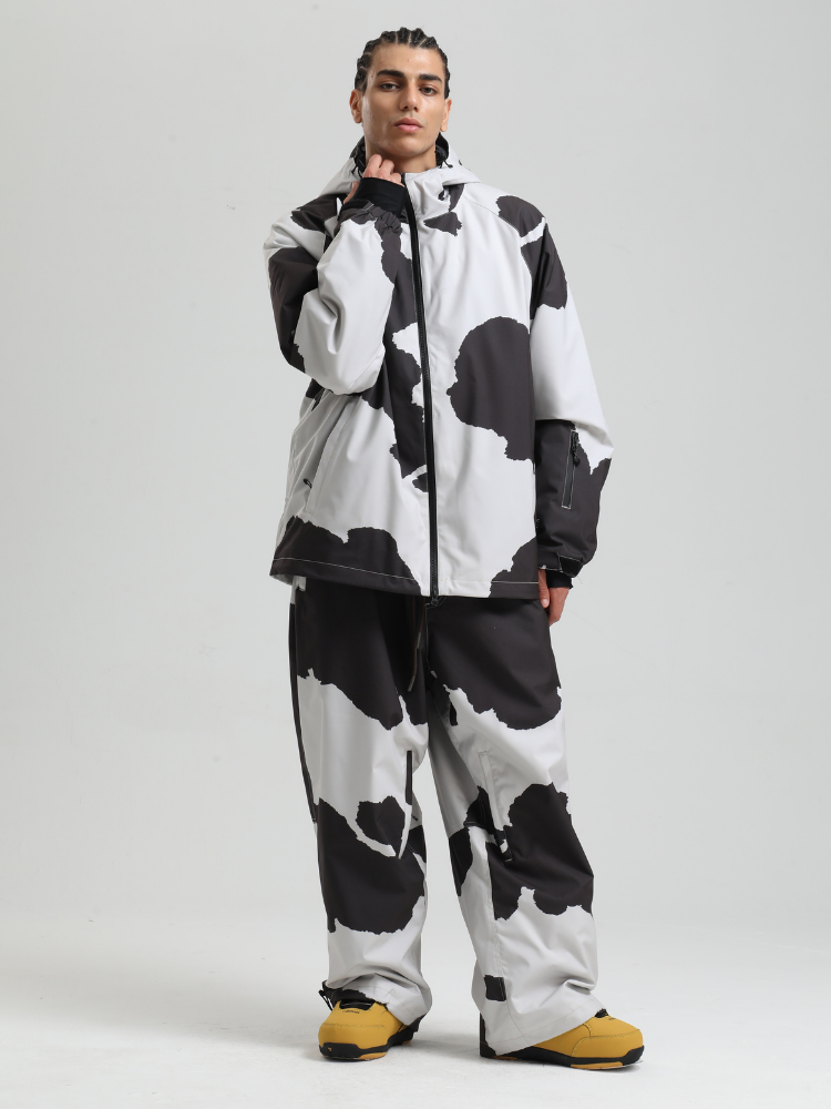 Men's Baggy Snowboard Jacket Bold Cow Print Snow Jacket – Gsou Snow