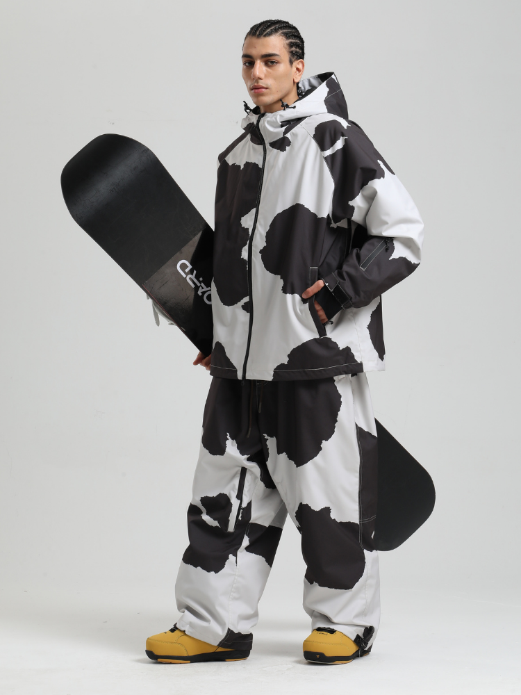 Men's Baggy Snowboard Jacket Bold Cow Print Snow Jacket – Gsou Snow