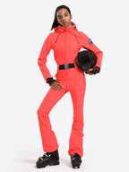 Women's Belted Flare Slim One Piece Ski Suits - Gsou Snow