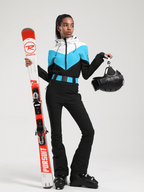 Women's One Piece Ski Suit Retro Belted Slim Ski Jumpsuit - Gsou Snow