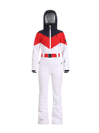 Women's One Piece Ski Suit Retro Belted Slim Ski Jumpsuit - Gsou Snow