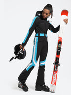 Women's Black Stylish Athleticism Ski Suit One-Piece Snowboard Suit - Gsou Snow