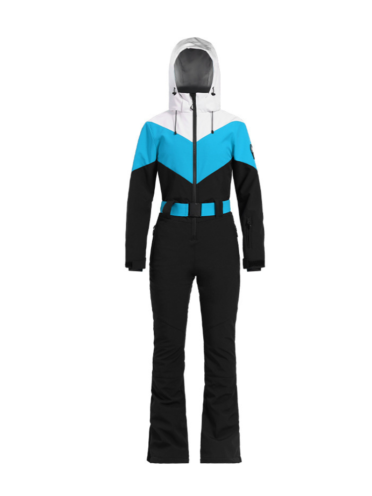Women's One Piece Ski Suit Retro Belted Slim Ski Jumpsuit - Gsou Snow