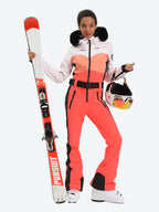 Women's Lavender & Navy Waist-Defining Insulated Waterproof Ski Suits One-Piece Snowboard Suit