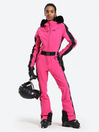 Women' One Piece Ski Suits Classic Faux-Fur Ski Jumpsuit - Gsou Snow