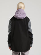 Women's Blue & Cyan Color-Block Kangaroo Pocket Snow Anoraks Insulated Ski Anoraks - Gsou Snow