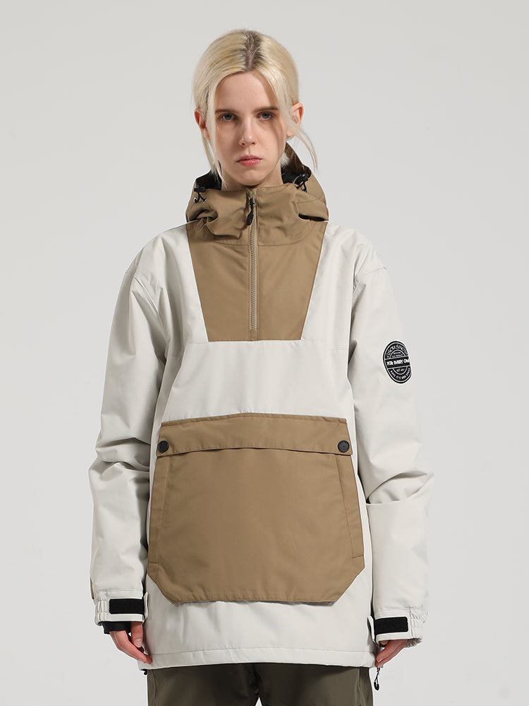 Women's Mint & Watercolor Patchwork Kangaroo Pocket Snow Anoraks Ski Anoraks - Gsou Snow