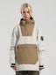 Women's Khaki & Beige Patchwork Kangaroo Pocket Snow Anoraks Ski Anoraks - Gsou Snow