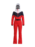 Women's One Piece Ski Suit Retro Belted Slim Ski Jumpsuit - Gsou Snow
