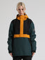 Women's Black & Green Color-Block Kangaroo Pocket Snow Anoraks Insulated Ski Anoraks - Gsou Snow