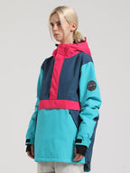 Women's Black & Grey Color-Block Kangaroo Pocket Snow Anoraks Insulated Ski Anoraks - Gsou Snow