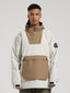Men's Khaki & Beige Patchwork Kangaroo Pocket Snow Anoraks Ski Anoraks - Gsou Snow
