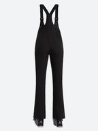 Women's Black & Red Slim-Fit Articulated-Knee Ski Bibs Snow Bibs