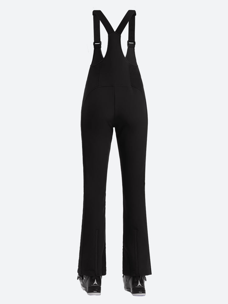 Women's Black Slim-Fit Articulated-Knee Ski Bibs Snow Bibs
