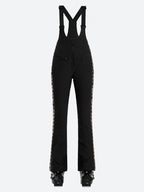 Women's Black & Leopard Slim-Fit Snow Bibs Articulated Knees Ski Bibs - Gsou Snow