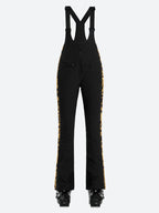 Women's Black & Leopard Slim-Fit Snow Bibs Articulated Knees Ski Bibs - Gsou Snow