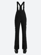 Women's Black & Houndstooth Slim-Fit Articulated-Knee Ski Bibs Snow Bibs