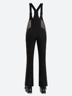 Women's Black & Houndstooth Slim-Fit Articulated-Knee Ski Bibs Snow Bibs