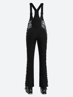 Women's Black & Snow Leopard Slim-Fit Articulated-Knee Ski Bibs Snow Bibs