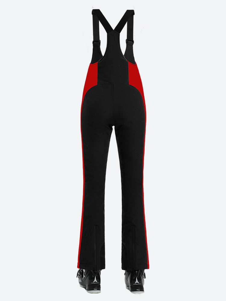 Women's Black & Houndstooth Slim-Fit Snow Bibs Articulated Knees Ski Bibs - Gsou Snow
