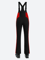 Women's Black & Snow Leopard Slim-Fit Articulated-Knee Ski Bibs Snow Bibs