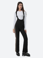 Women's Black & Houndstooth Slim-Fit Articulated-Knee Ski Bibs Snow Bibs