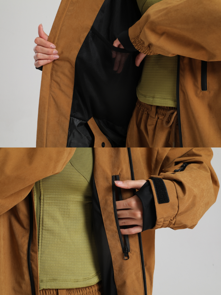 Men' Khaki Snowboard Jakcet Minimalist Freeride Snow Jacket – Gsou Snow