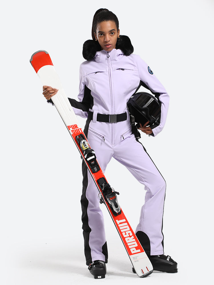 Women's Faux-Fur Slim Ski Suits - Gsou Snow
