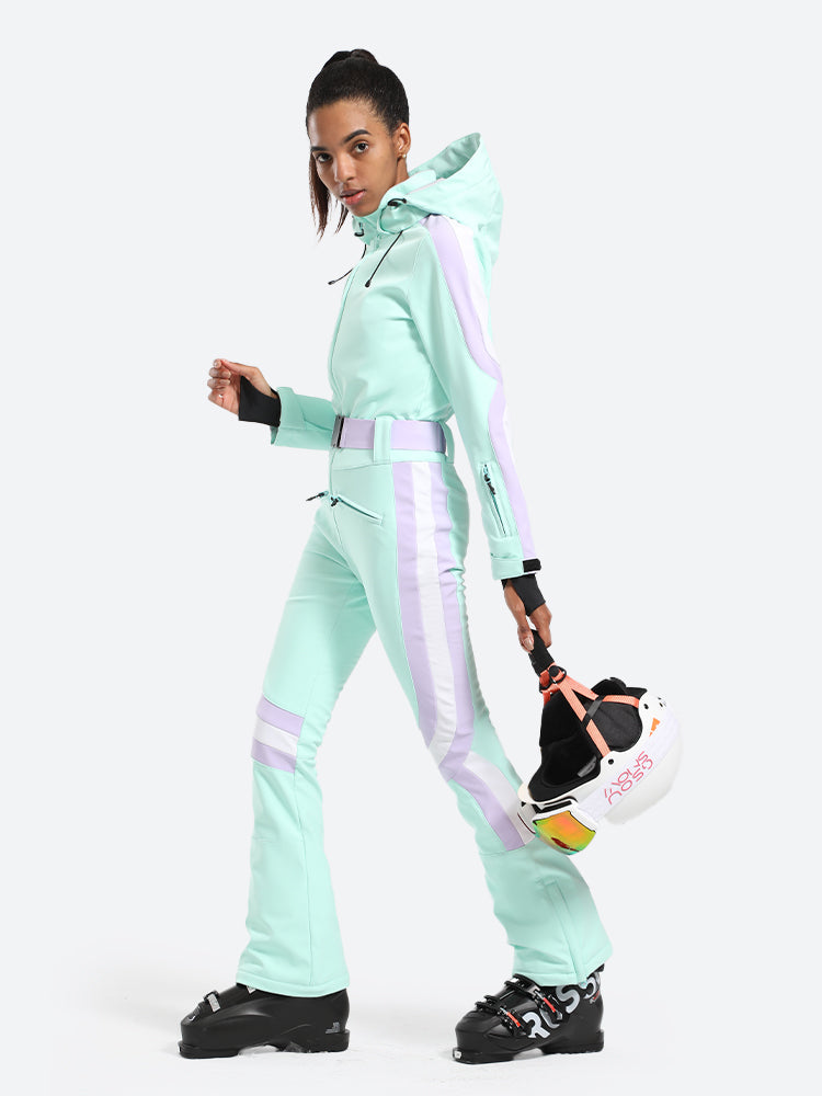 Women's Black Stylish Athleticism Ski Suit One-Piece Snowboard Suit - Gsou Snow