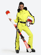 Women' One Piece Ski Suits Classic Faux-Fur Ski Jumpsuit - Gsou Snow