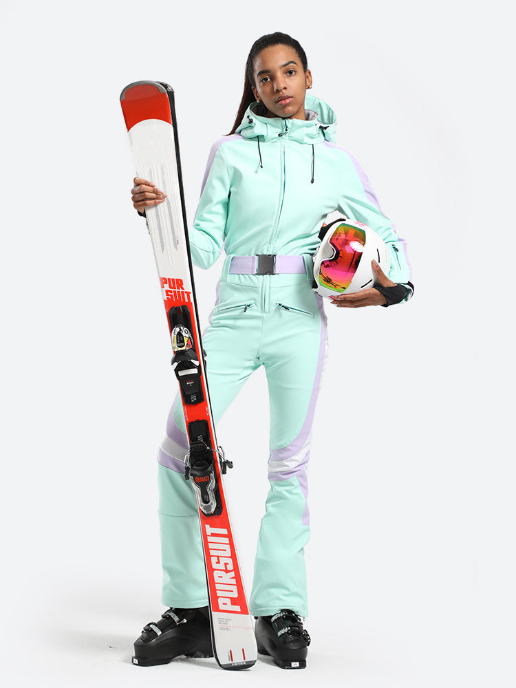 Women's Black Stylish Athleticism Ski Suit One-Piece Snowboard Suit - Gsou Snow