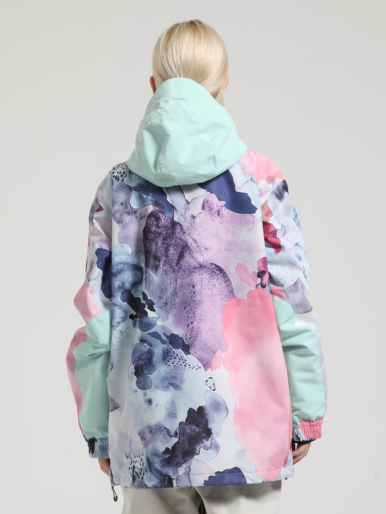 Women's Black & Brown Kangaroo Pocket Patchwork Ski Anorak Snow Anoraks