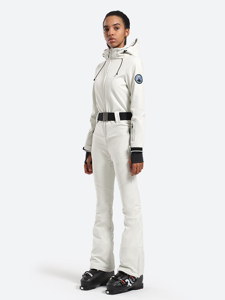 Women's Belted Flare Slim One Piece Ski Suits - Gsou Snow