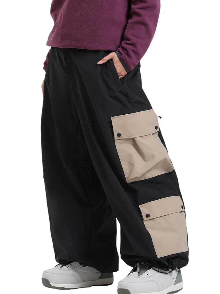 Women's Baggy Snowboard Pants Color Block Double Cargo Snow Pants - Gsou Snow