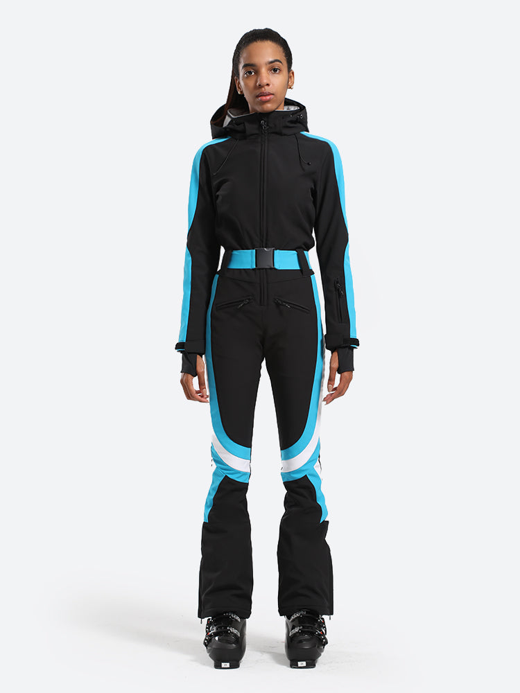 Women's Black Stylish Athleticism Ski Suit One-Piece Snowboard Suit - Gsou Snow