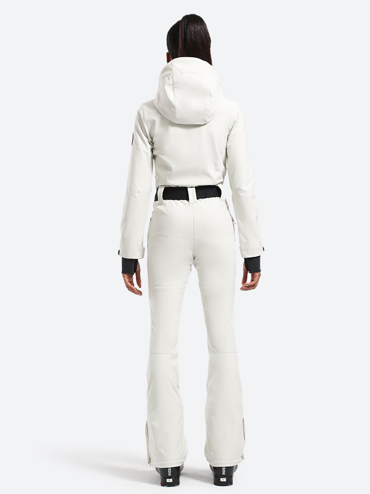 Womens One Piece Snowsuit Belted Flare Slim Ski Suits - Gsou Snow