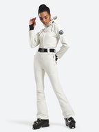 Women's Belted Flare Slim One Piece Ski Suits - Gsou Snow
