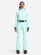 Womens One Piece Snowsuit Belted Flare Slim Ski Suits - Gsou Snow