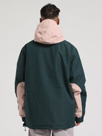 Men's Khaki & Beige Kangaroo Pocket Patchwork Ski Anorak Snow Anoraks