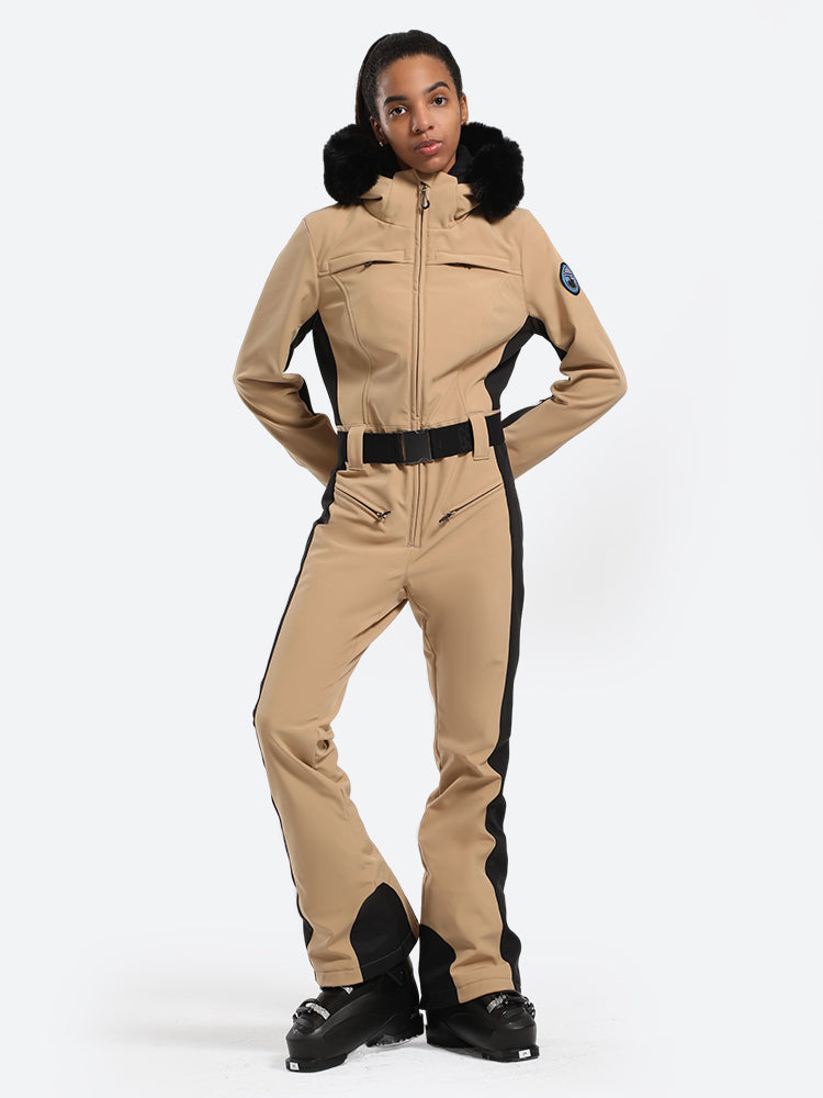 Women's Faux-Fur Slim Ski Suits - Gsou Snow