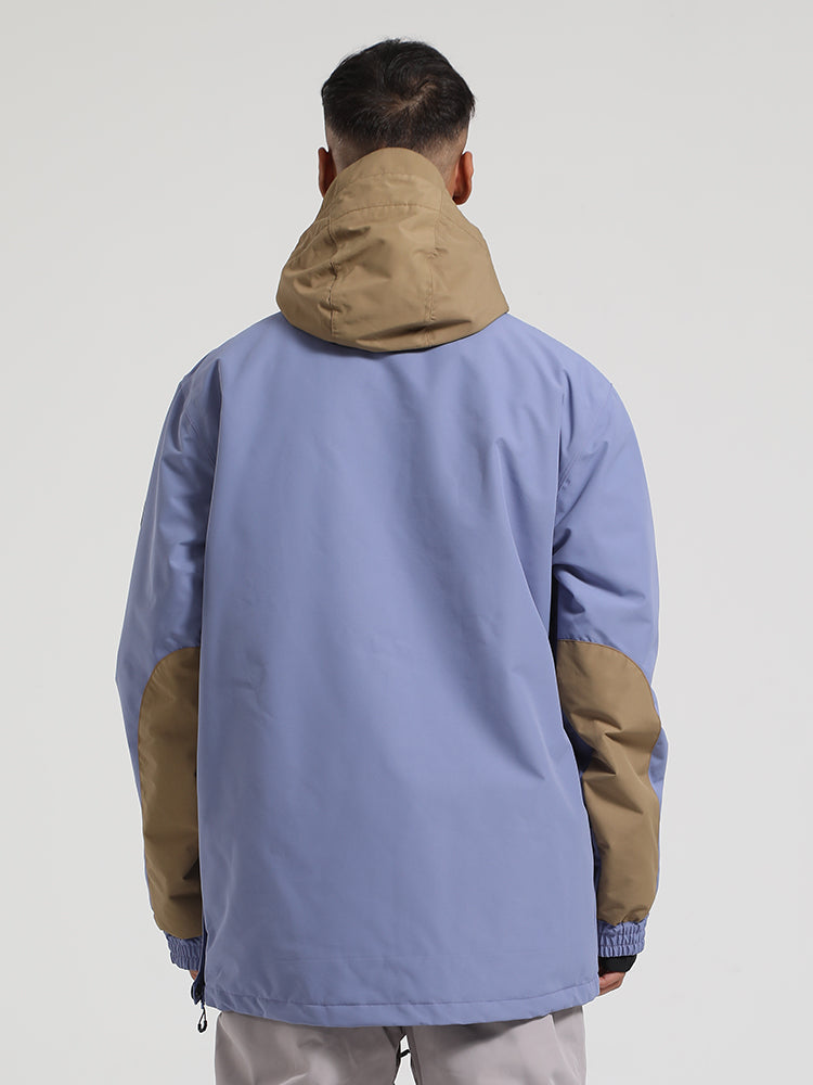 Men's Black & Brown Kangaroo Pocket Patchwork Ski Anorak Snow Anoraks