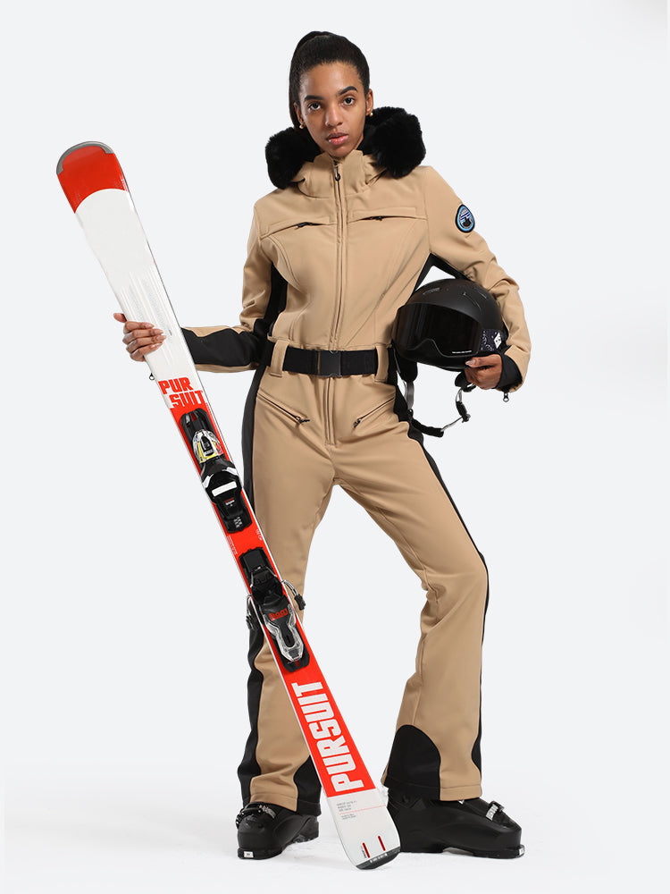 Women's Faux-Fur Slim Ski Suits - Gsou Snow
