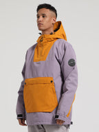 Men's Khaki & Beige Patchwork Kangaroo Pocket Snow Anoraks Ski Anoraks - Gsou Snow