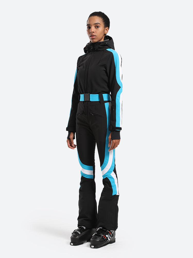 Women's Black Stylish Athleticism Ski Suit One-Piece Snowboard Suit - Gsou Snow
